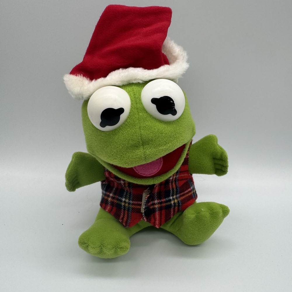 Vintage 1997 Henson Associates Christmas Baby Kermit Stuffed Plush